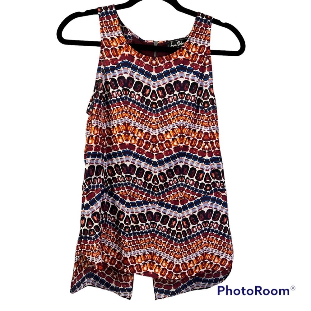 Sam Edelman Sadi Print Split Back Zip Up Tank Size XSmall